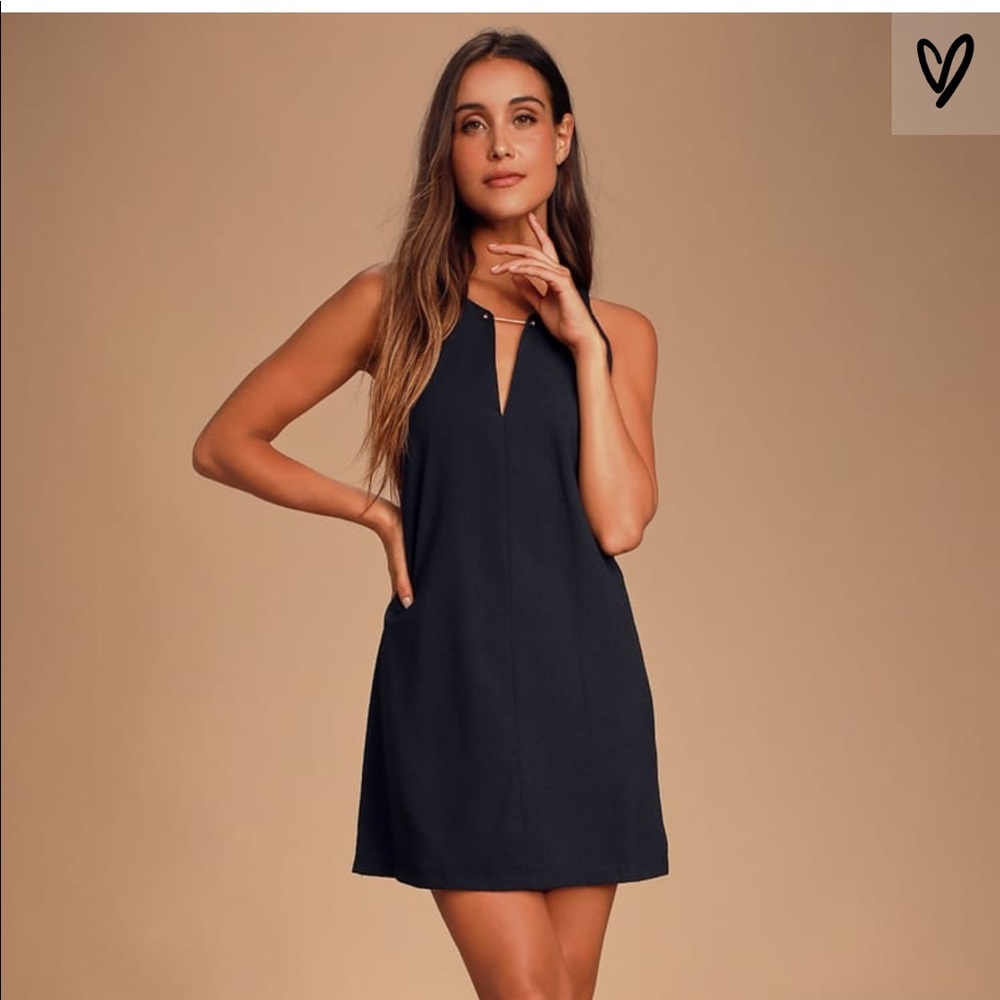 Lulus Near or Bar Black Shift Dress. Flattering!